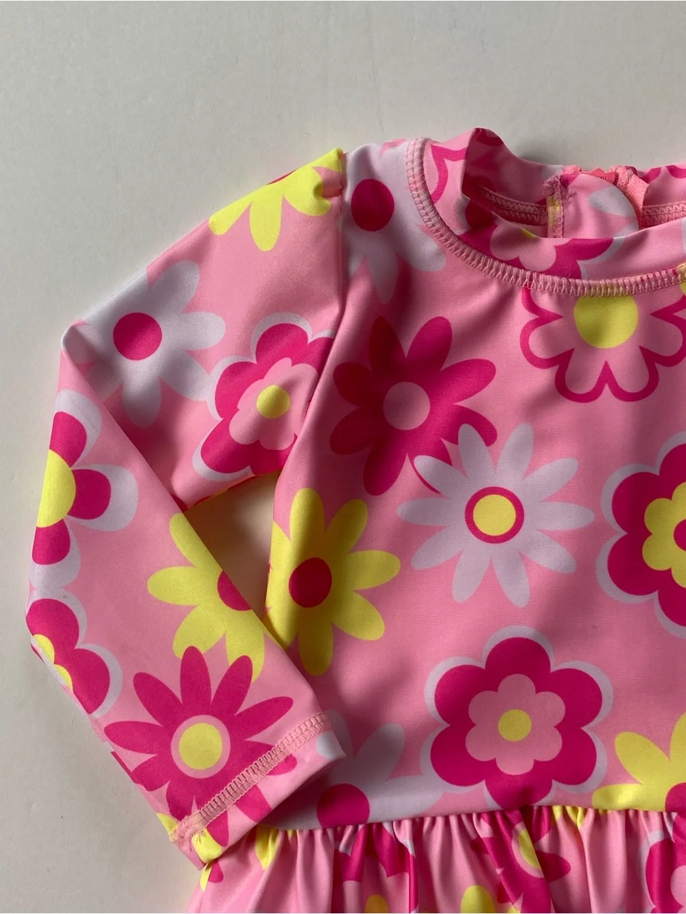 Baby Girl’s Rashguard Swimsuit Size 12 months Pink Floral One Piece Sol Borne